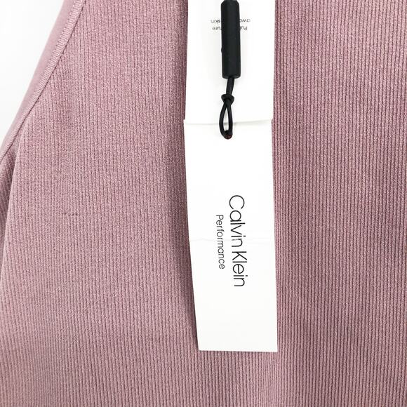 CALVIN KLEIN PERFORMANCE Ribbed Crop Top XS Pink Stardust High Neck NWT - Picture 11 of 12